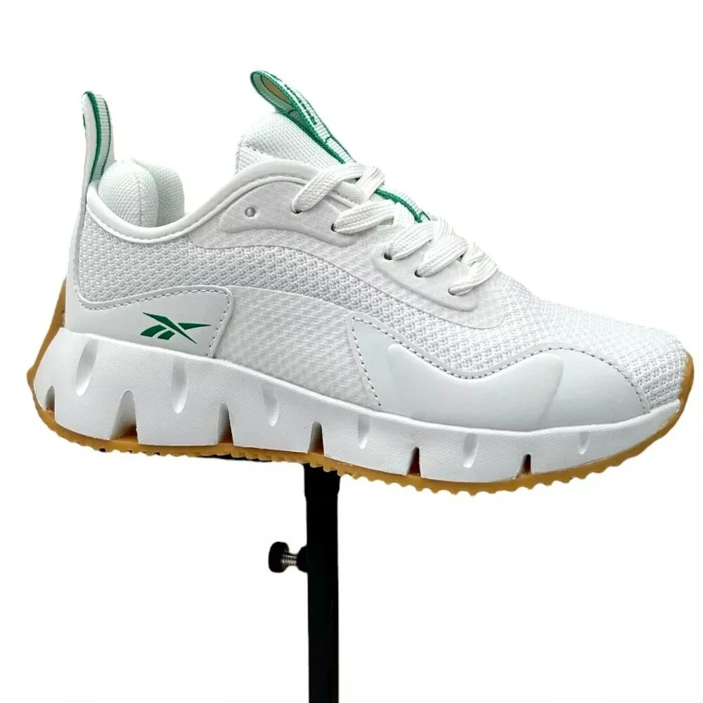 Reebok Zig Dynamica Youth Boy's Sneakers Size 2Y White/Brown Toe & Heel Bumpers